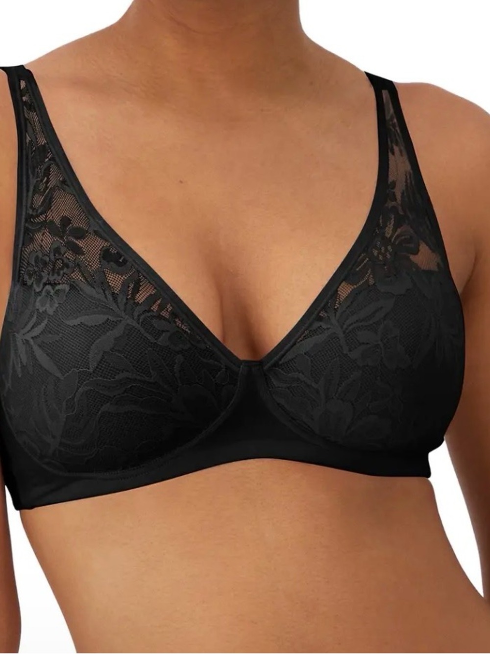 Black Lace Wireless Support Bra by Bali- Women Intimates & Sleepwear